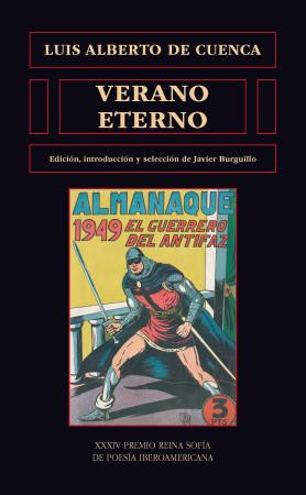 Portada "Verano Eterno" de Luis Alberto de Cuenca, Ediciones Universidad de Salamanca. XXXIV Premio Reina Sofía de Poesía Iberoamericana 2025. Universidad de Salamanca y Patrimonio Nacional.